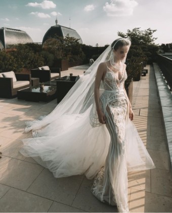 The Atelier by Professor Jimmy Choo Style #Celeste Gown w/ Detachable Overskirt #0 default Ivory thumbnail