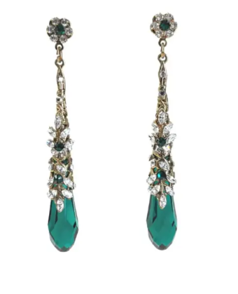 Maria Elena Accessories Style #Charlize E 513 G #3 Antique Gold/Emerald thumbnail