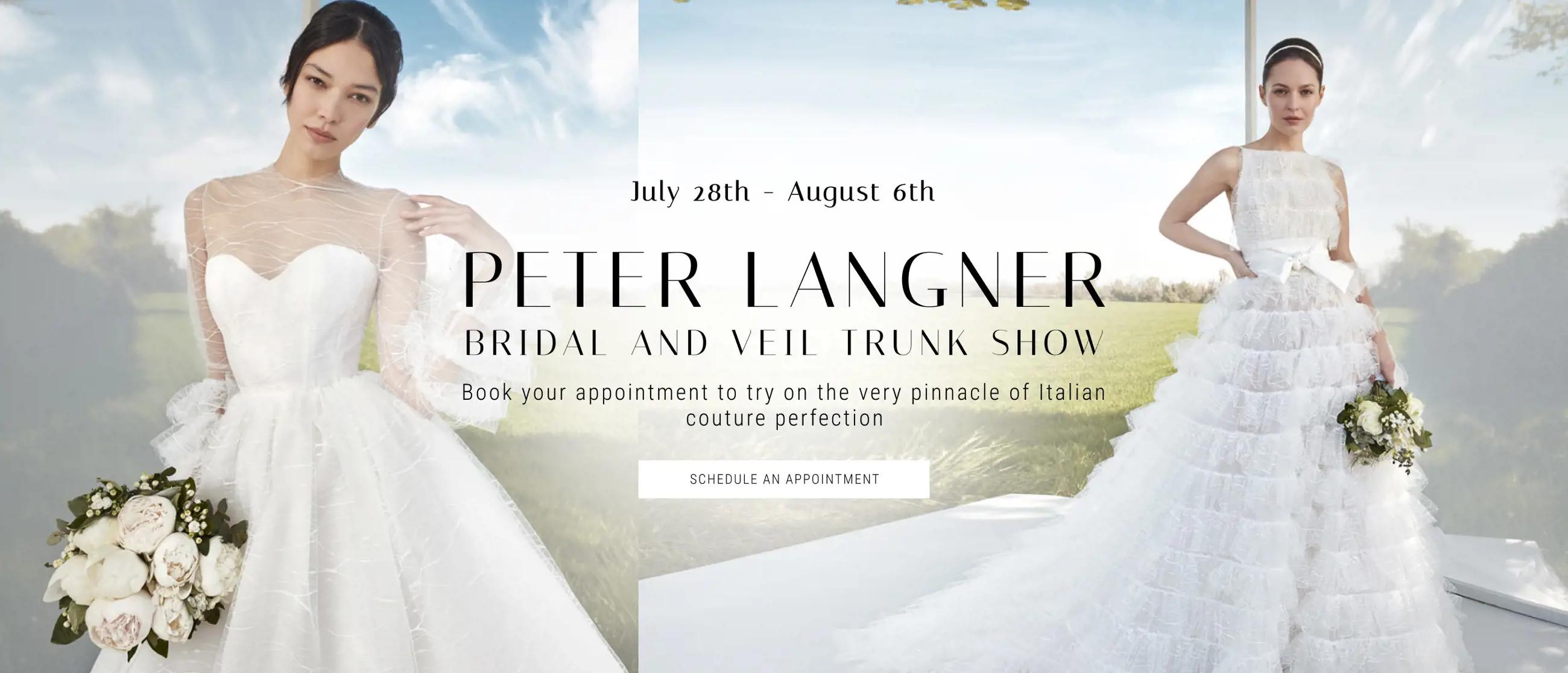 "Peter Langner Bridal And Veil Trunk Show" banner for desktop
