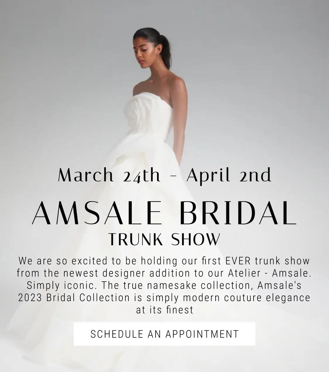 Amsale Bridal Trunk Show Banner Mobile