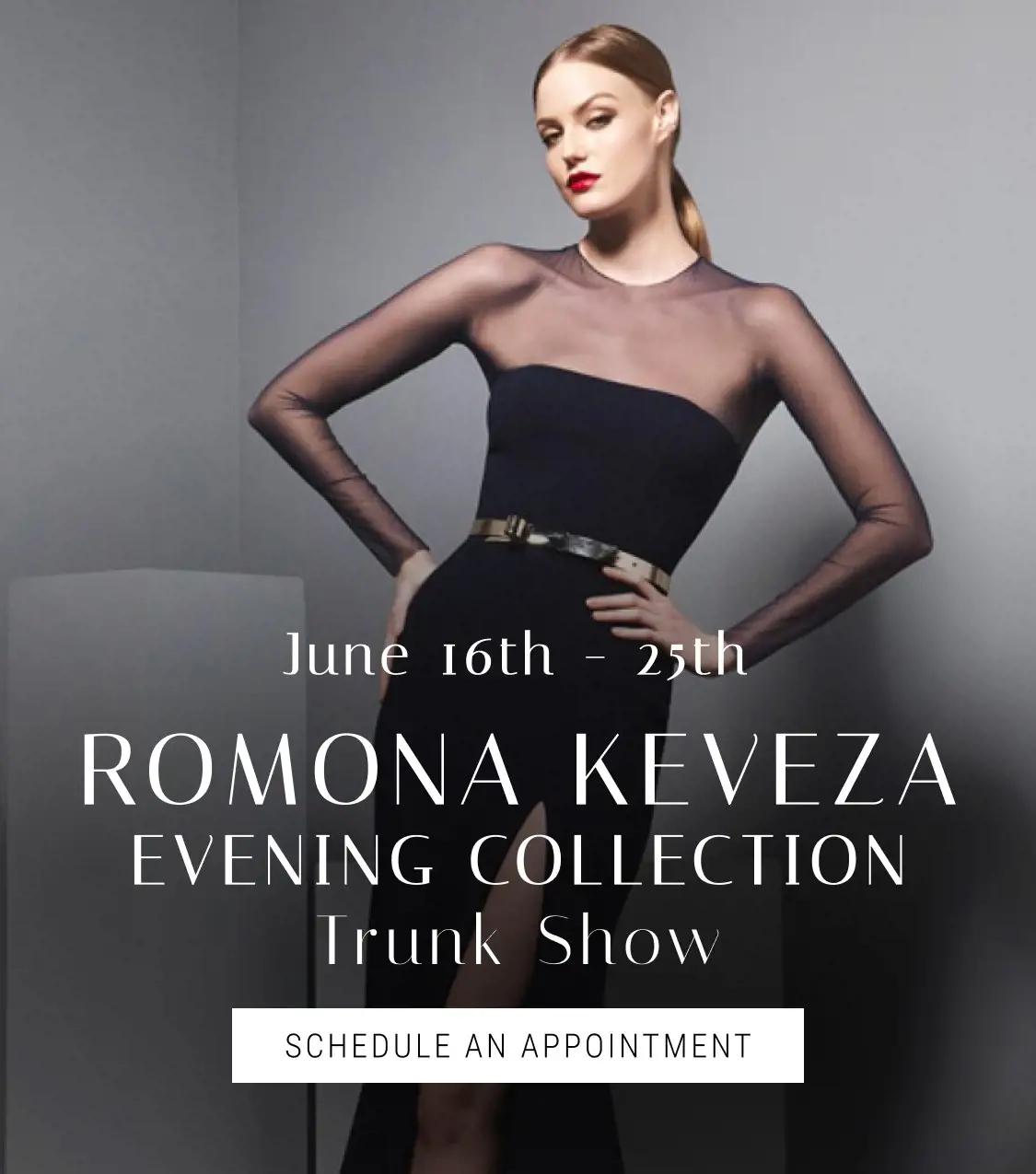 Romona Keveza Evening Trunk Show Banner Mobile